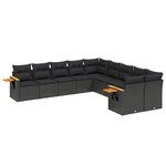 vidaXL Salon de jardin 10 Pièces avec coussins noir résine tressée