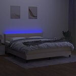 vidaXL Sommier à lattes de lit avec matelas LED Crème 160x200 cm Tissu