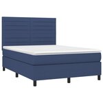 vidaXL Sommier à lattes de lit et matelas et LED Bleu 140x190 cm Tissu