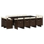 vidaXL Ensemble à manger de jardin avec coussins 13 Pièces marron rotin
