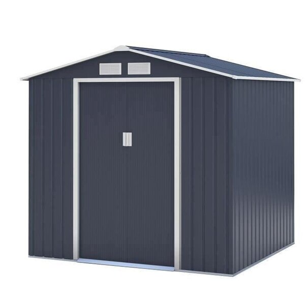 Abri de jardin en métal 4 07 m² - 213 x 191 x 195 cm - Kit d'ancrage inclus - Gris