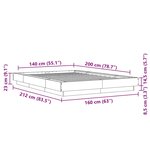 vidaXL Cadre de lit et lumières LED sans matelas sonoma gris 140x200cm