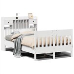 vidaXL Cadre de lit sans matelas blanc 135x190 cm bois de pin massif