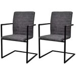 vidaXL Chaises à manger cantilever lot de 2 gris similicuir