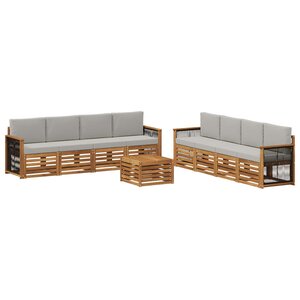 vidaXL Ensemble de canapés d'extérieur 9 pc Naturel et gris clair
