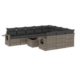 vidaXL Salon de jardin 11 Pièces avec coussins gris résine tressée