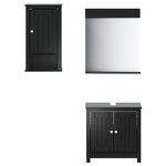 vidaXL Meubles de salle de bain 3 Pièces BERG noir bois de pin massif