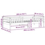vidaXL Cadre de lit sans matelas cire marron 90x200 cm bois pin massif
