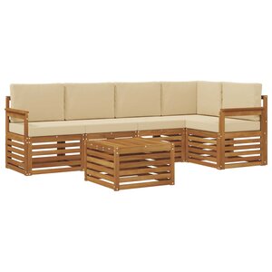 vidaXL Ensemble de canapés d'extérieur 6 pc Naturel et Beige Polyester