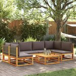 vidaXL Ensemble de canapés de jardin 7 pièces avec coussins en bois d'acacia et rotin