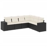 vidaXL Salon de jardin 6 Pièces avec coussins noir résine tressée