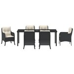 vidaXL Ensemble de salle à manger de jardin de 7 pièces avec coussins en rattan noir poly