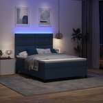 vidaXL Lit à ressorts avec matelas avec LED Bleu 160 x 200 cm tissu