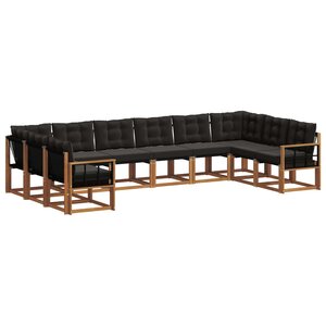 vidaXL Ensemble de canapés d'extérieur 10 pc Naturel et Noir