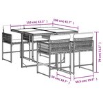 vidaXL Ensemble à manger de jardin coussins 5Pièces Noir Résine tressée