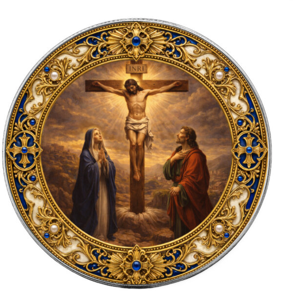 Monnaie CRUCIFIXION Seven Sorrows of Mary 1 Oz Argent 1$ USA 2026 (PRÉCOMMANDE)