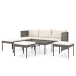 Salon de jardin meuble d'extérieur ensemble de mobilier 6 pièces avec coussins résine tressée gris 02_0016864