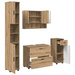 vidaXL Ensemble de mobilier de salle de bain 4 Pièces chêne artisanal