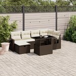 vidaXL Salon de jardin avec coussins 7 Pièces marron résine tressée