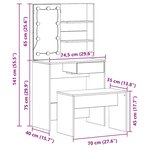 vidaXL Ensemble de table de maquillage LED 2 Pièces Chêne noir