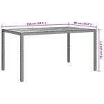 vidaXL Table de jardin pour repas Gris 150 x 90 x 75 cm Poly rotin