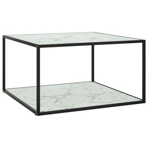 vidaXL Table basse Noir avec verre marbre blanc 90x90x50 cm