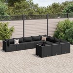 vidaXL Salon de jardin 10 Pièces avec coussins noir résine tressée