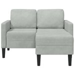vidaXL Canapé 2 places avec méridienne en L gris clair 125 cm velours