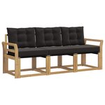 vidaXL Ensemble de canapés d'extérieur 3 pc Blanc et noir