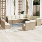 vidaXL Salon de jardin avec coussins 12 Pièces beige résine tressée