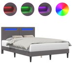 vidaXL Cadre de lit avec bandes LED Gris 140 x 190 cm Simili cuir