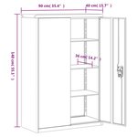vidaXL Armoire de bureau 90x40x140 cm Acier Gris