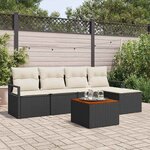 vidaXL Ensemble de canapé de jardin avec coussin 6 Pièces Noir Poly rotin