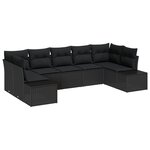 vidaXL Ensemble de canapé de jardin 7 pièces avec coussins en rotin poly noir