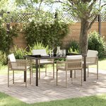 vidaXL Set de salle à manger de jardin 5 pièces avec coussins beige rattan poly