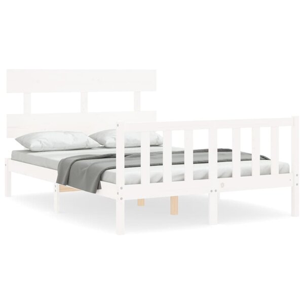 vidaXL Cadre de lit sans matelas blanc bois de pin massif