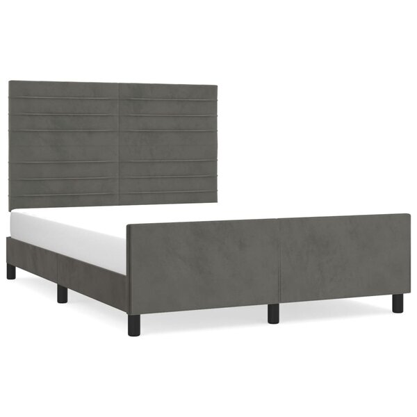 vidaXL Cadre de lit avec tête de lit Gris foncé 140x190 cm Velours