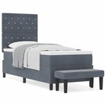 vidaXL Lit à ressort avec matelas et banc gris foncé 80x200 cm velours