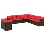 vidaXL Salon de jardin et coussins 11 Pièces marron résine tressée