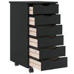 vidaXL Armoire roulante avec tiroirs MOSS noir bois de pin solide