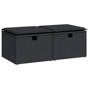 vidaXL Salon de jardin avec coussins 2 Pièces noir résine tressée acacia