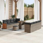 vidaXL Ensemble de canapé de jardin avec coussin 11 Pièces Gris