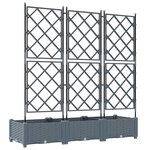 vidaXL Bac à fleurs avec Treillis 3 Pièces Gris clair 120 x 40 x 125.5 cm