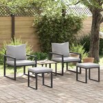 vidaXL Ensemble de canapé de jardin 4 Pièces Noir 61 x 72 5 x 71 cm Acier