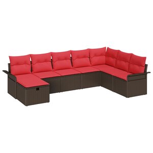vidaXL Ensemble de canapé de jardin 8 Pièces Marron Poly rotin