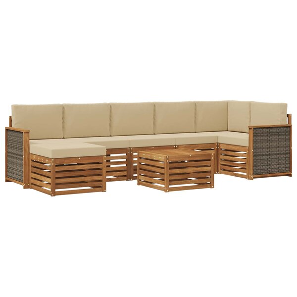 vidaXL Ensemble de canapés d'extérieur 7 pc Naturel