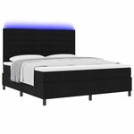 vidaXL Lit à ressorts avec matelas avec LED Noir 180 x 200 cm tissu