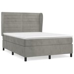 vidaXL Sommier à lattes de lit et matelas Gris clair 140x190cm Velours