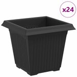 vidaXL Pot de Fleurs Carré 24 pc Noir 16 x 16 x 14 cm Plastique
