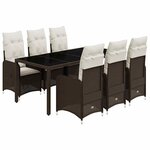 vidaXL Ensemble de bistro de jardin 7 Pièces coussins marron poly rotin